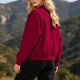 thumbnail image 2 of ZunFeo Womens Casual Nylon Bomber Jacket Oversized Cropped Lightweight Windbreaker Zip Up with Pockets Wine,Size 2XL, 2 of 9