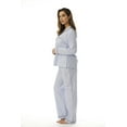thumbnail image 2 of Cocoom Striped Long Sleeve Pajama Pants Set with Notch Collar (Blue / White, 1X), 2 of 4