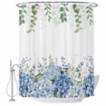 thumbnail image 2 of Blue Flower Waterproof Fabric Shower Curtain,Sage Green Eucalyptus Leaves Farm Plant Waterproof Fabric Shower Curtain for Bathroom Curtains Bathtubs Hotel Shower Curtains with 12 Hooks Standard 72x72, 2 of 8