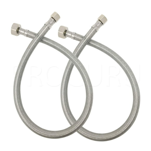 [2-Pack] PROCURU 16" Length x 3/8" Comp x 1/2" FIP Faucet Hose Connector, Stainless Steel Braided Supply Line (9SF16-2P)