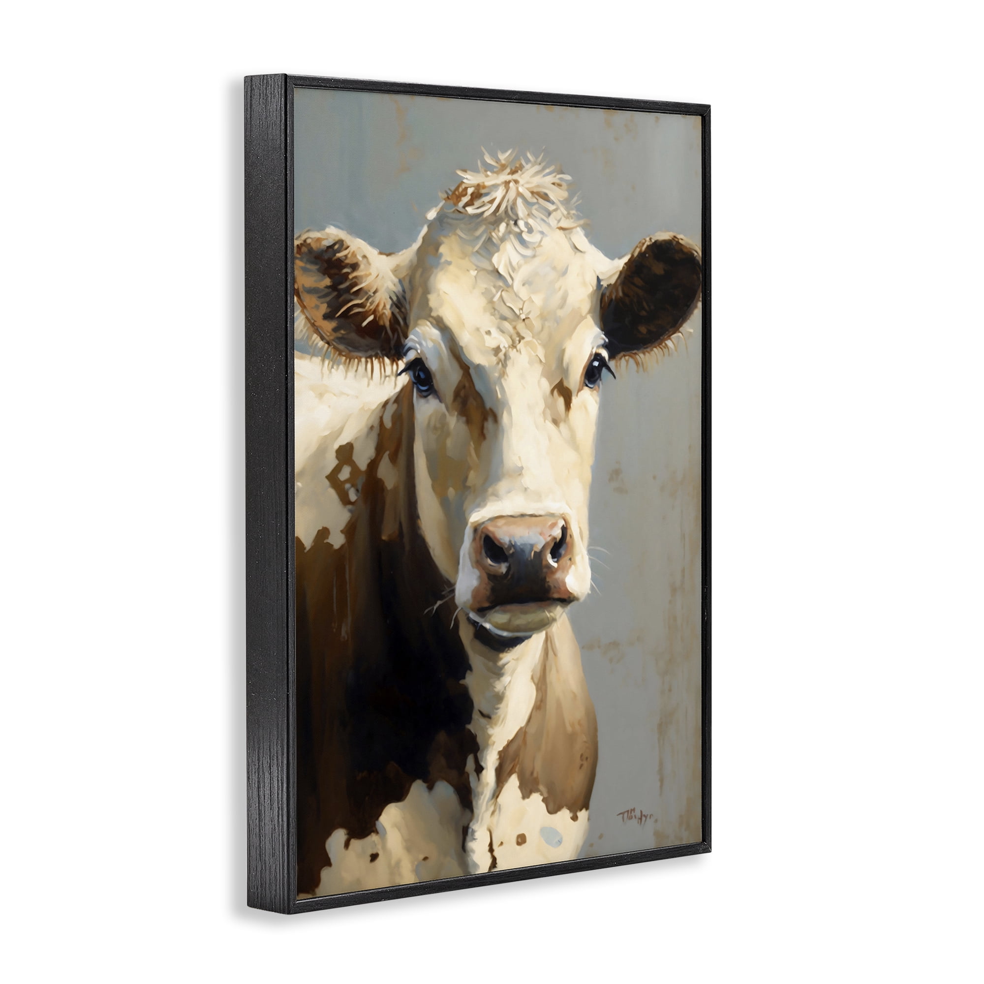 Stupell Industries Farmhouse Cow with Gentle Gaze Black Framed Giclee Art, design by Creative Studio