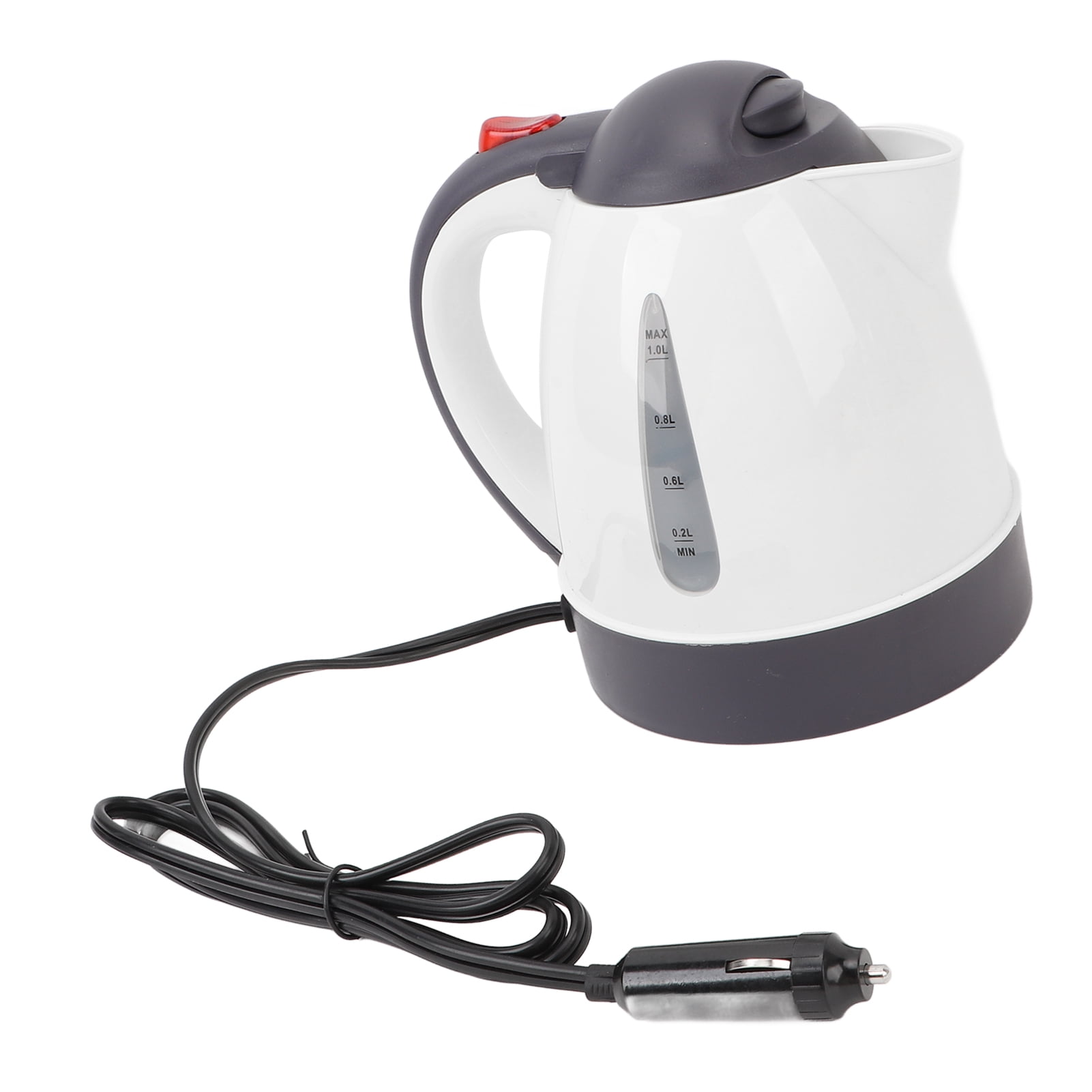 Car Electric Kettle, Stainless Steel Plastic Water Level Window 1L Auto Shut Off Electric Truck Water Boiler Heater For Trip