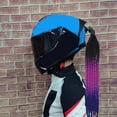 thumbnail image 3 of Peluca de cosplay con coletas y casco, con rampa degradada y trenzas sucias, ideal para bicicleta. Azul morado, 3 of 8
