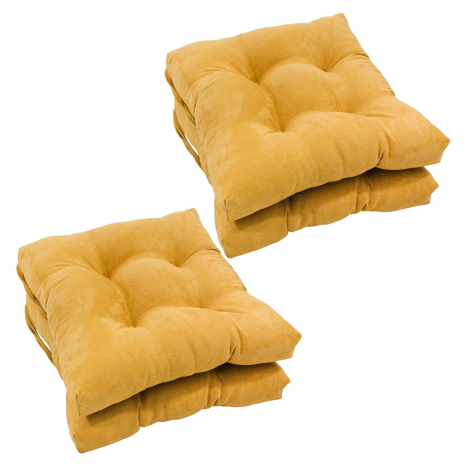 Blazing Needles 16 in. Square Micro Suede Dining Chair Cushions - Set
