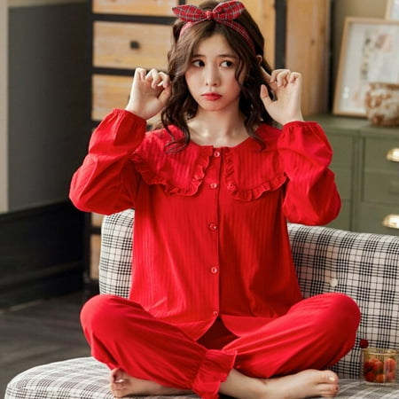 

CoCopeaunt 100% Cotton Pajama for Women Winter Soild Pink Pijamas Feminino Invierno Warm Sleepwear Fashion Pure Cotton Pyjama Femme