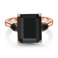 thumbnail image 3 of Gem Stone King 6.01 Ct Octagon Black Onyx 18K Rose Gold Plated Silver Ring (Size 9), 3 of 4