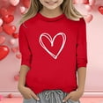 thumbnail image 2 of Toddler Girl Shirts Valentine Day Crew Neck Quarter Sleeve T Shirt Heart Print Elastic Comfortable Fit Girls T Shirts Red 9 Years-10 Years, 2 of 4