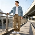 thumbnail image 6 of Hearthz Men’s Soft Breathable Cargo Sweatpants Drawstring Elastic Waist Baggy Sweatpants Men Lightweight Gym Athletic Workout Lounge Pants for Men with Pockets Camel L, 6 of 9
