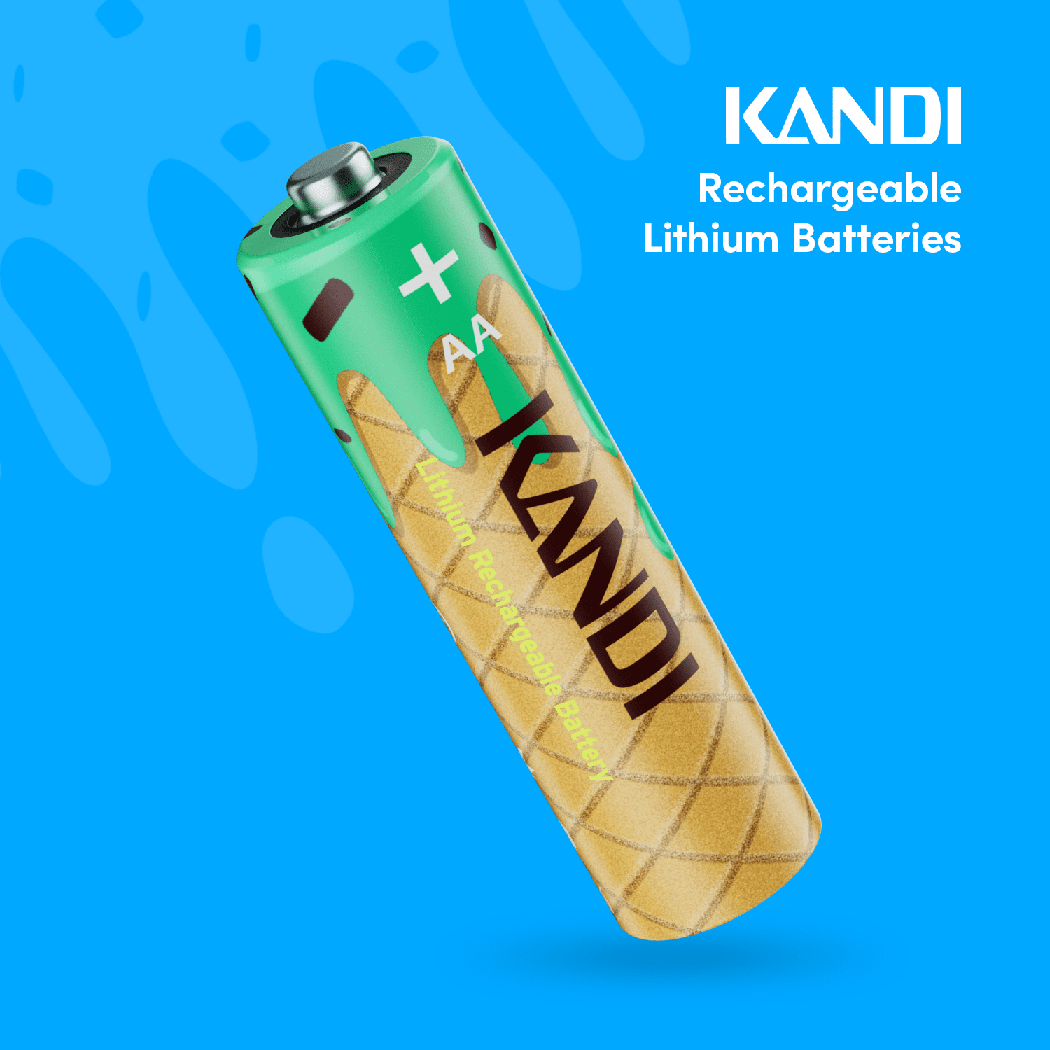 Kandi AA Lithium Rechargeable Batteries 12 Pack-Waffle
