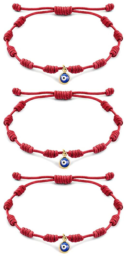 Tarsus Dainty Evil Eye Beaded Bracelets Adjustable String Amulet for Women Men Little Boys & Girls 