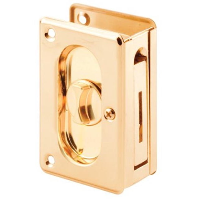 Prime Line 162779 Polished Solid Brass Deluxe Pocket Door Privacy Lock & Pull