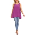 thumbnail image 2 of INSPIRE CHIC Women's High Low Top Casual Sleeveless Chiffon Blouse Crewneck Asymmetrical Loose Shirt Summer Tops S Dark Purple, 2 of 6