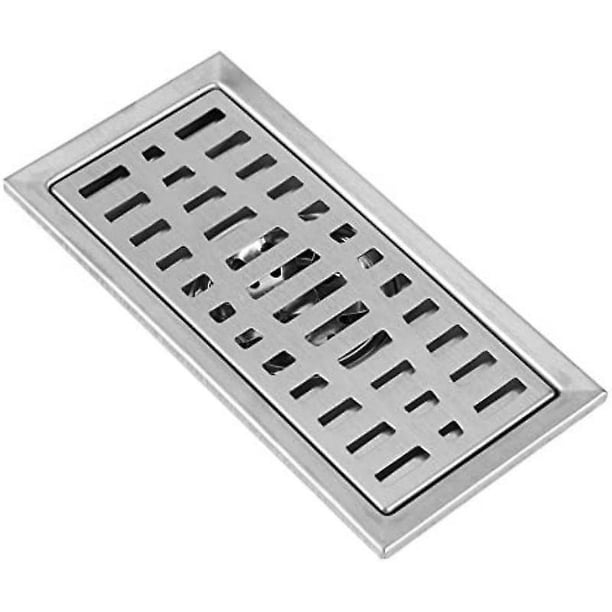 Rejilla de acero inoxidable rectangular para desagües de cocina, 20 x 10 cm