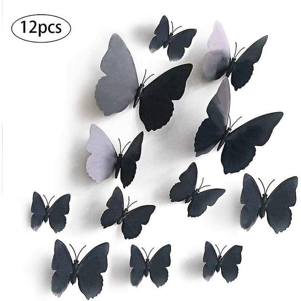 Brillar 12 pegatinas de mariposas 3D extraíbles y reutilizables para pared, pegatinas de PVC impermeables para el hogar, arte de la pared, decoración mural para dormitorio, apartamento, pega