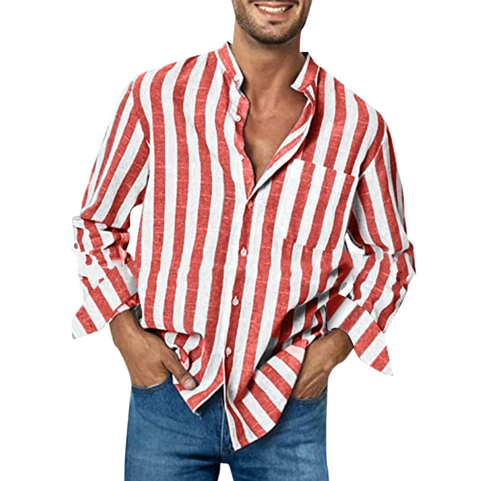 Same Mens Shirts Stand Collar Short Sleeve Trendy Quarter