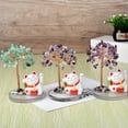 thumbnail image 5 of GeBuSn Solar Powered Waving Cat With Tree Base Handmade Crystal Stone Feng Shui Desk Ornament For Home (Purple), 5 of 9