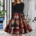 thumbnail image 2 of Christmas Dresses for Women Women's Fashion Round Neck Slim-Fit Christmas Print Long-Sleeved Dress for Christmas Party,Wine,L, 2 of 6