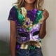 thumbnail image 1 of RKSTN Carnival Shirts for Women Oversized Crewneck Funny Carnival Graphic Short Sleeve Mardi Gras T Shirts Top Womens Casual Plus Size Round Neck Loose Fits Holiday Short Sleeve Blouse Fat Tuesday, 1 of 5