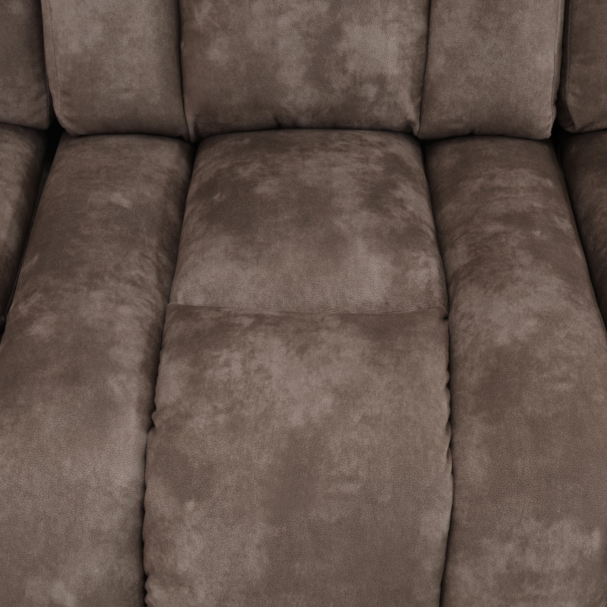 Gewnee 3‑Seater Manual Recliner Sofa, Printed Velvet Upholstery with Flip‑Down Cup Holder, Solid Wood Dual‑Layer Spring, Ergonomic Lumbar Support for Living Room Apartment，Brown
