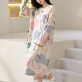 thumbnail image 3 of Defitshape Women's Long Sleeve Nightgown Cute Printed Cotton Soft Lounge Sleep Dress Stretchy Comfy Sleepwear Beige 12, 3 of 4