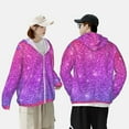 thumbnail image 6 of Balery Pink Purple Glitter Men's Women's UPF 50+ Sun Protection Lightweight Hoodie Performance Long Sleeve Shirt for Fishing Running-Medium, 6 of 9