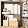 thumbnail image 4 of 44" Computer Desk with Bookshelf, Modern Home Office Desk for Small Space, Rustic Brown and Black, 4 of 9