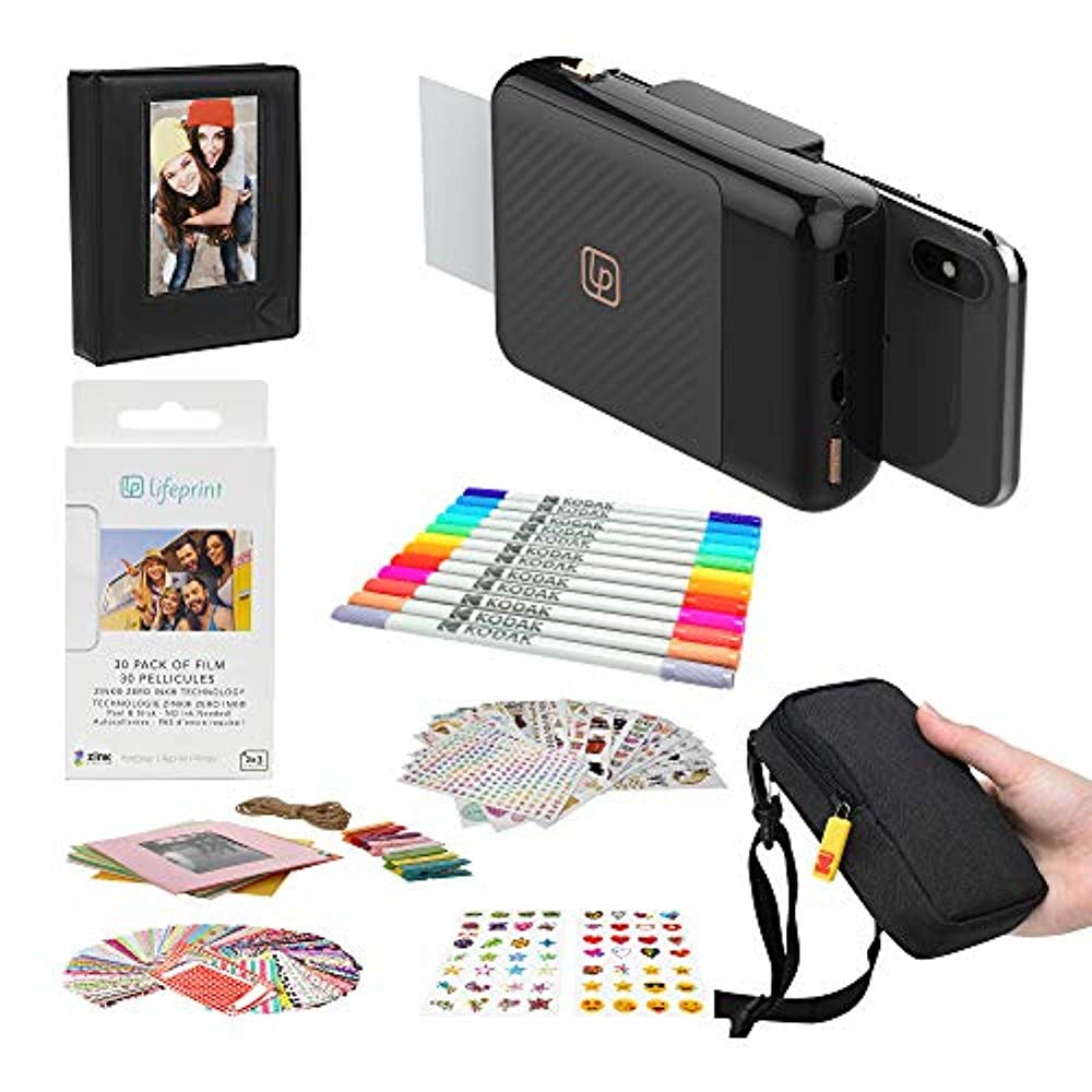 lifeprint 2x3 instant print camera for iphone black stickers bundle walmart com