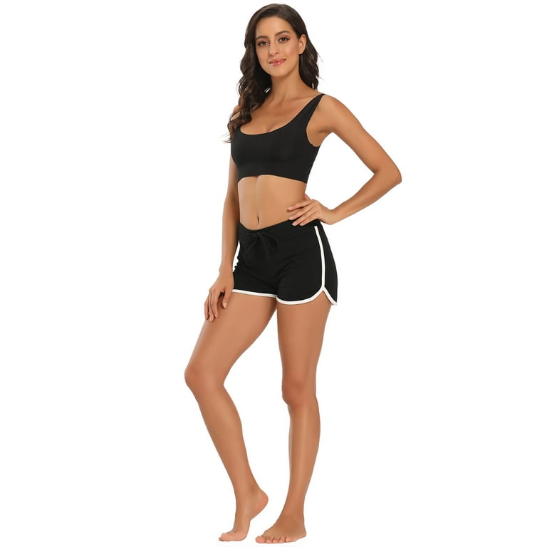 HDE Women Dolphin Shorts Running Workout Clothes Black Extra Large 