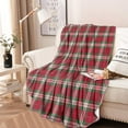 thumbnail image 2 of Red and Green Christmas Plaid Pattern Round Blanket,Comfortable Soft Flannel Throw Blanket,All Season,Warm Lightweight Blankets for Sofa Bed Couch Living Room Chair 60"x60", 2 of 5