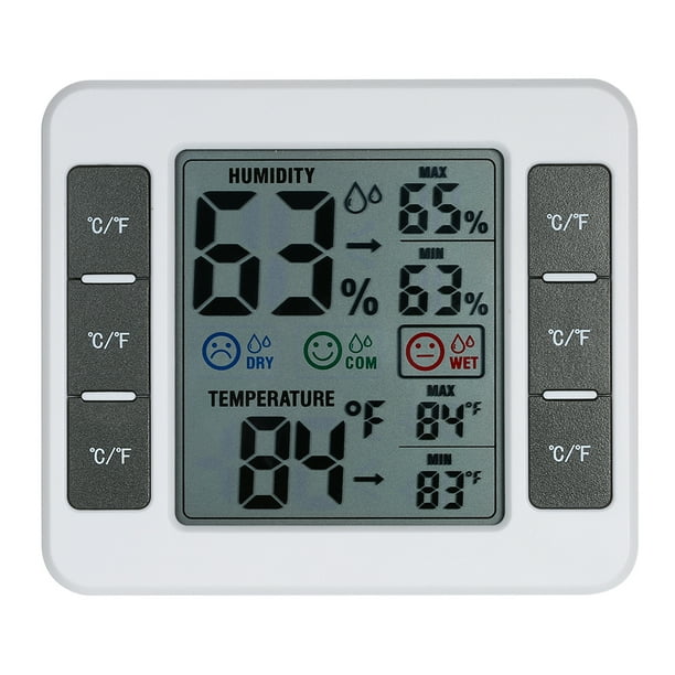 Thermomètre Numérique Intérieur LCD Hygromètre Chambre °C / °F Température Hygromètre Compteur Thermo-Hygromètre avec Affichage de la Valeur Min Max