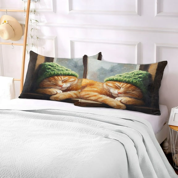 Pillow Case Plush Pillow Sleepping Cat Case standard size/King size/Queen size Bed Pillow Pillowcases