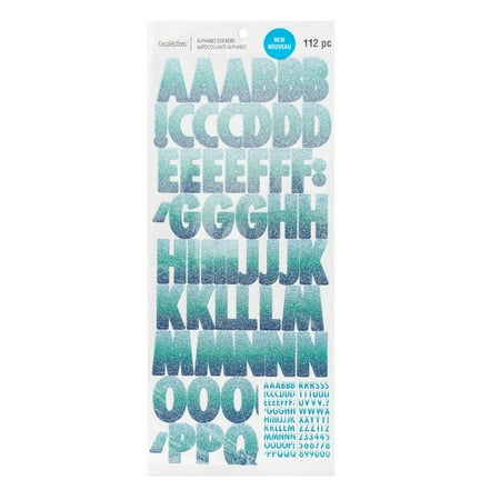 UPC: 0195158492019 | Blue Glitter Ombre Alphabet Stickers by Recollections™