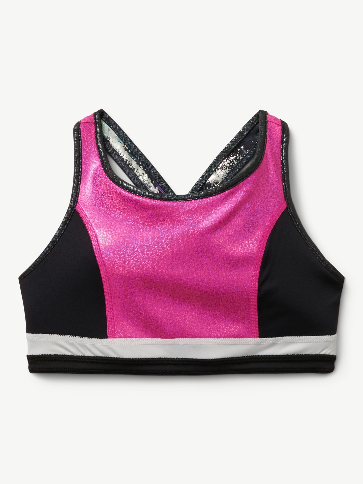 Justice Reversible Racerback Sports Bra for Girls with Swirl Print, Sizes XS-XL