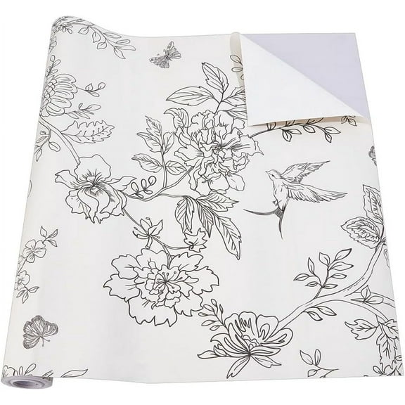 Bird Peel and Stick Wallpaper 17.4 Inchx197 Inch Vintage Flower Contact Wall Paper Removable Peel and Stick Wallpaper Wall Protector for Bedroom Walls Furniture Kitchen Office Mixed Color