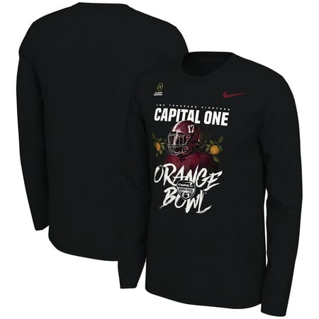 Iron Bowl T Shirt Alabama Alabama Crimson Tide Nike Youth College Football Playoff 2018 Orange Bowl Bound Illustrated Helmet Long Sleeve T-Shirt - Black ()