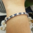 thumbnail image 4 of Dazzlingrock Collection 14K Round Cut Real Blue Sapphire & White Diamond Ladies Tennis Bracelet, White Gold, 4 of 5