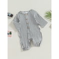 thumbnail image 3 of Bagilaanoe Newborn Baby Girl Boys Jumpsuits Stripe Long Sleeve Bodysuits 3M 6M 12M 18M Infant Casual One Piece Romper, 3 of 8