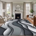 thumbnail image 3 of Gray White Area&nbsp;Rug 6x9ft Geometric Abstract Gradient Ocean Wave Modern Non-Slip&nbsp;Washable Square&nbsp;Rugs Soft Felt Indoor Floor Mat for Bedroom Kitchen Living Room Bathroom, 3 of 9