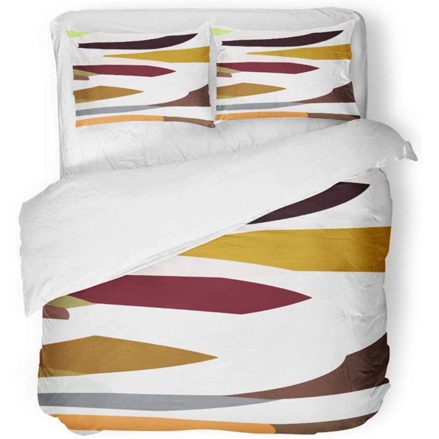 ABPHQTO Juego de Ropa de Cama de 3 Piezas Color Abstracto con Formas de Colores en Tonos Taupe Berenjena y Rosa Funda Nórdica con 2 Fundas de Almohada