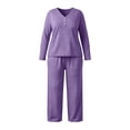 thumbnail image 6 of POROPL Women's Plus Size Pajama Sets,Long Sleeve V Neck Sleepwear with Wide Leg Pants Sizes XL-5X, 6 of 6
