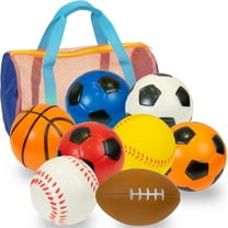 Kiddie Play 8 Foam Balls for Kids Soft Toddler Balls - Soccer, Basketball, Baseball, Football, Tennis with Carry Bag, Indoor Outdoor Sports Toys for Baby