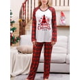thumbnail image 5 of Caoirhny Christmas Pajamas for Family Long Sleeve Snowflake Tree Print Tops + Plaid Pants Set Winter Sleepwear, 5 of 7