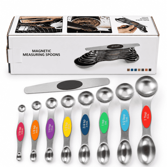 9 Pcs Stainless Steel Magnetic Measuring Spoons Set for Baking and Cooking, Stackable Teaspoons