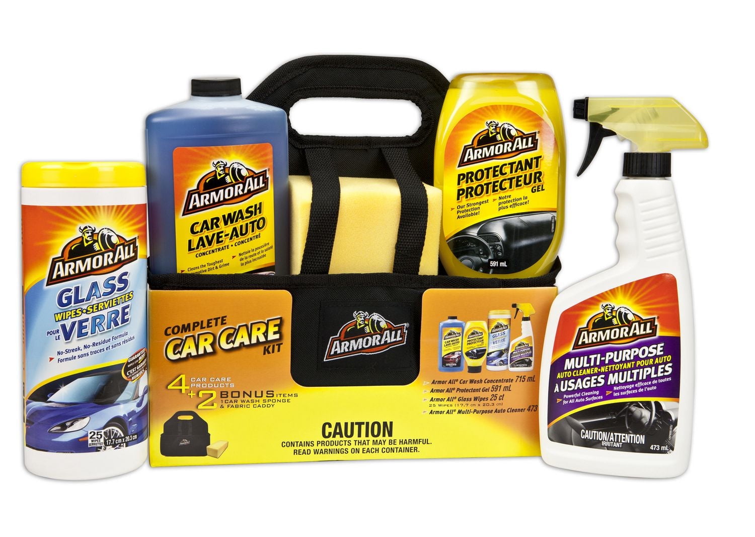 Armor All Complete Car Care Kit, Automotive Cleaner Soft Caddy 6-piece Gift Set