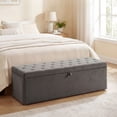 thumbnail image 2 of HOMCOM Modern Storage Ottoman, Upholstered Velvet End of Bed Bench, Grey, 2 of 10