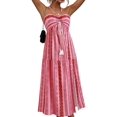 thumbnail image 2 of Robe Longue Maxi Taille Haute à Col Licou Imprimée de Style Bohème pour Femme Rose G, 2 of 9