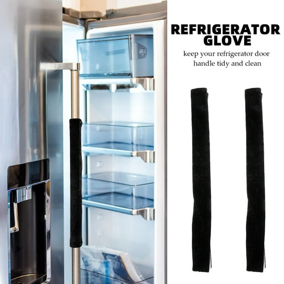 ORDDIART 2-Pack Black Velour Magnetic Refrigerator Door Covers, Protective Wraps for Kitchen Appliances and Home Use