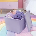 thumbnail image 2 of Your Zone Kids Large Plastic Stacking Storage Bin with Lid, Purple, 12 in x 12.4 in x 9.4 in, 2 of 8