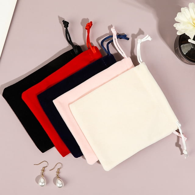 Bolsa de terciopelo con cordón, bolsa de terciopelo grueso para joyas, bolsa de joyería portátil, bolsa de almacenamiento de bolsillo para joyas, venta al por mayor