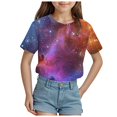 thumbnail image 1 of 2DXuixsh Vêtements d'Été pour Filles T-Shirt Mignon Hauts Juniors T-Shirts Graphiques pour Adolescentes Mode Ciel Cosmique Imprimé Manches Courtes T-Shirt Col Rond Imprimé Hauts d'Été Rose Vif Taille 110, 1 of 1